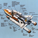 A cutaway view of the final Space Shuttle design, with reusable booster rockets, external fuel tank, and the orbiter (NASA)